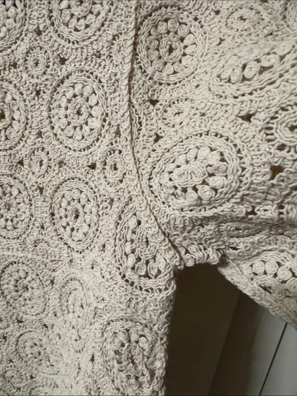 Anthropologie Crochet Circle Lace Boxy Tunic - Beige